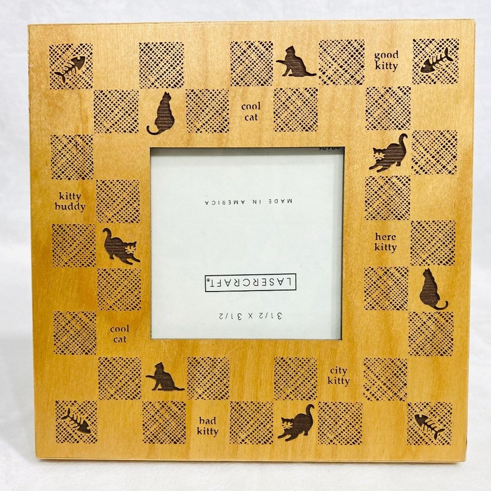 Lasercraft Cat Theme Wood Picture Frame - New